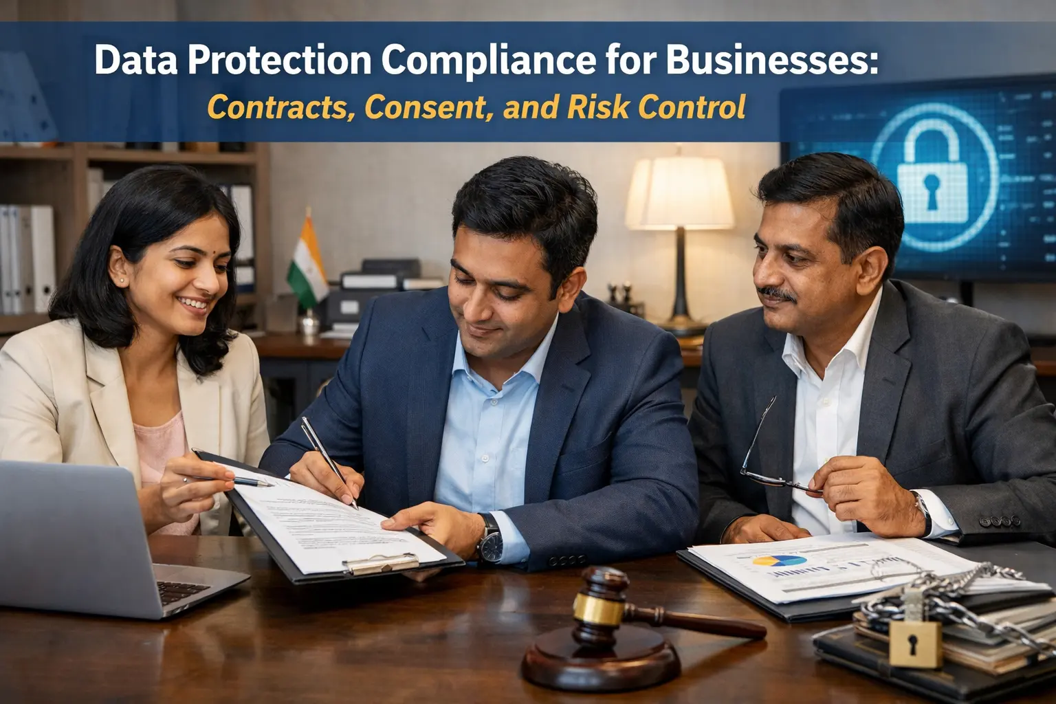 Businesses must follow data protection rules, which include contracts, consent, and risk management.